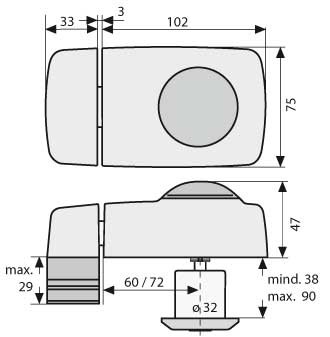ABUS Tür-Zusatzschloss 7010: Maße und technische Zeichnung