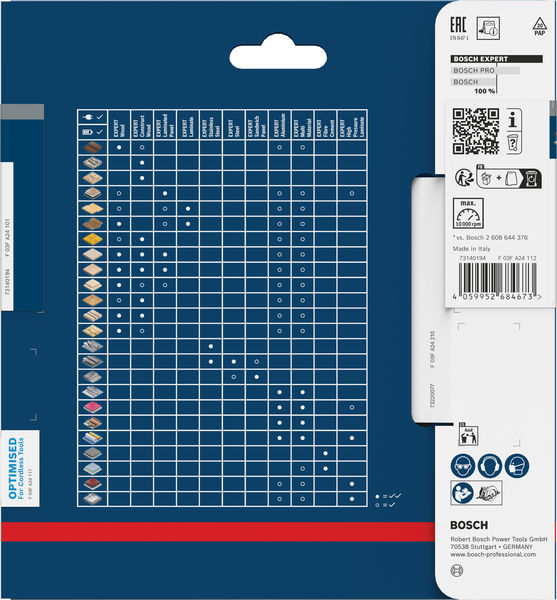 Produktbild Verpackung, abrasive discs, grinding wheel, sandpaper, tool accessory, Bosch packaging