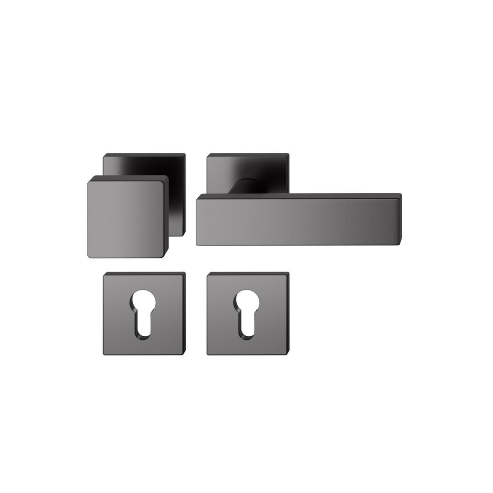 FSB Wechselgarnitur mit Rosetten 12 1003, Knopf 0 811, VK 7, eckig, Aluminium