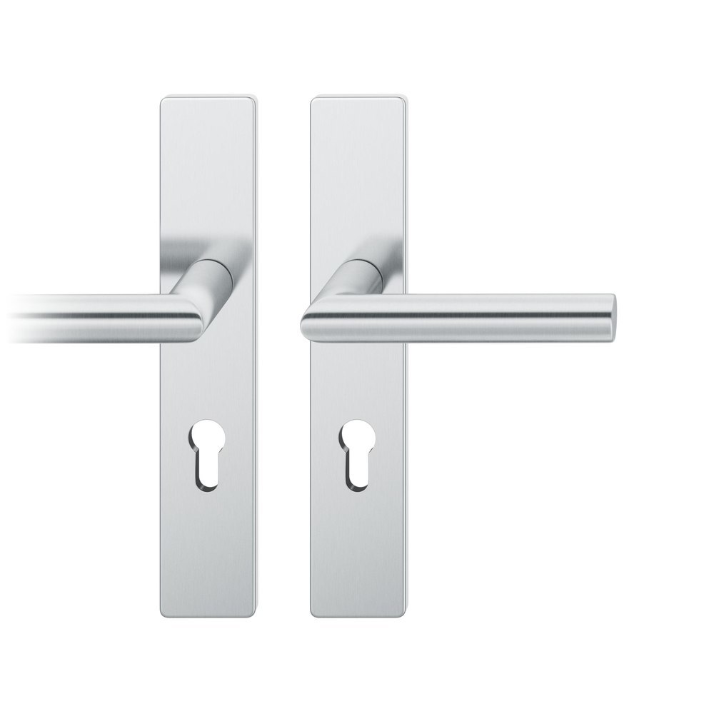 FSB Drückergarnitur mit Langschild 72 1076, eckig, AGL3, Edelstahl