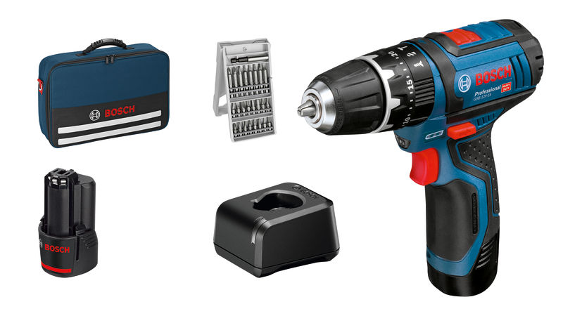 Bosch Akku-Schlagbohrschrauber GSB 12V-15, mit 2 x Akku GBA 12V 2.0Ah