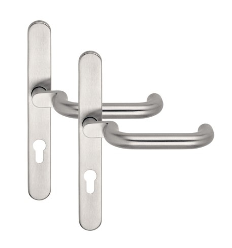 BKS FH-Drückergarnitur mit Langschild RONDO B-72040, oval, Edelstahl matt