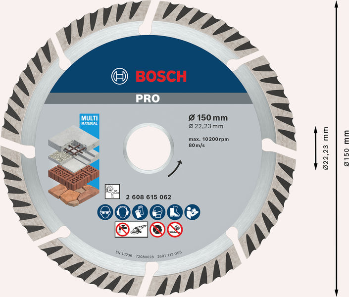 Bosch PRO Multi Material Diamanttrennscheibe, 150 x 22,23 mm