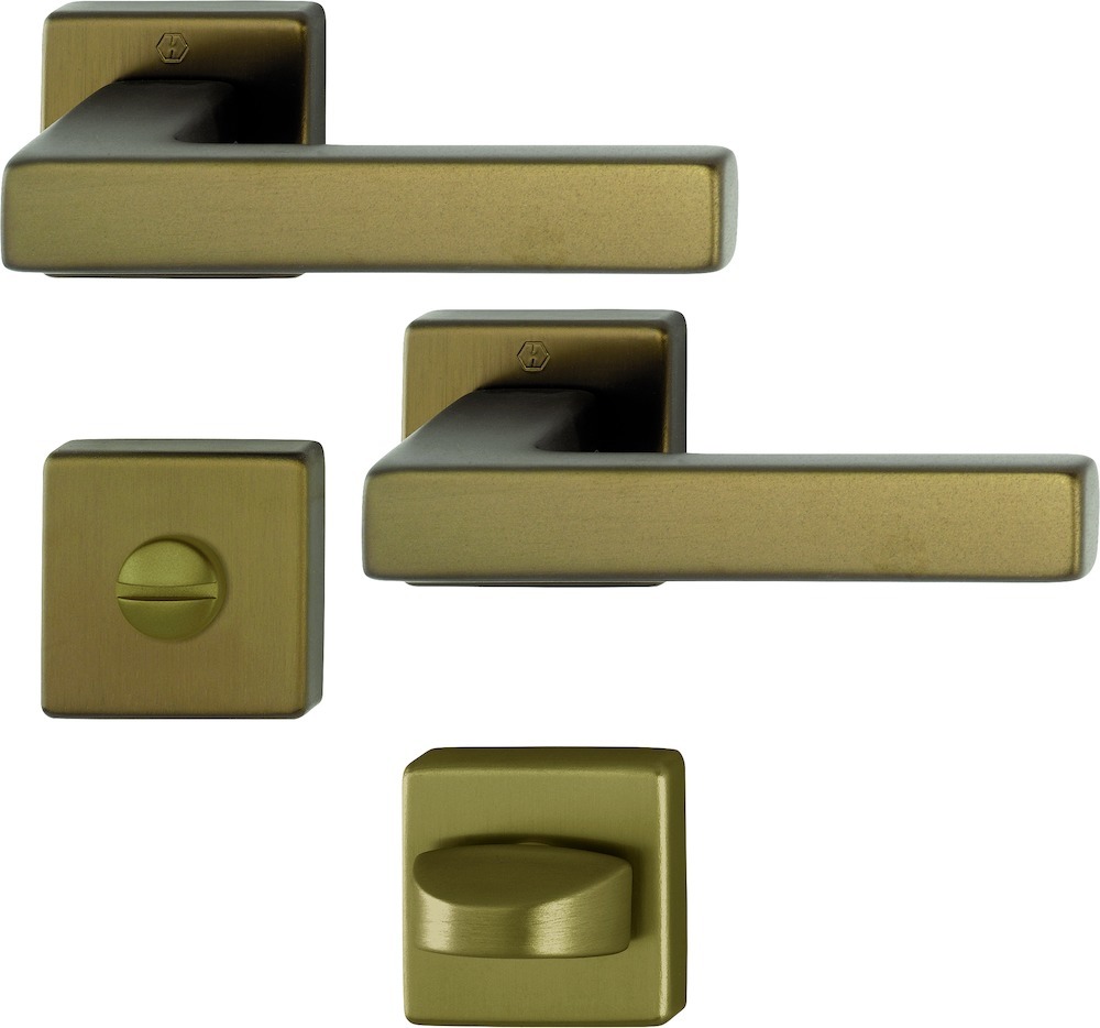 Türdriegel, Türgriff, Rosenholzfarben, Brass/antique brass, Schlosszubehör