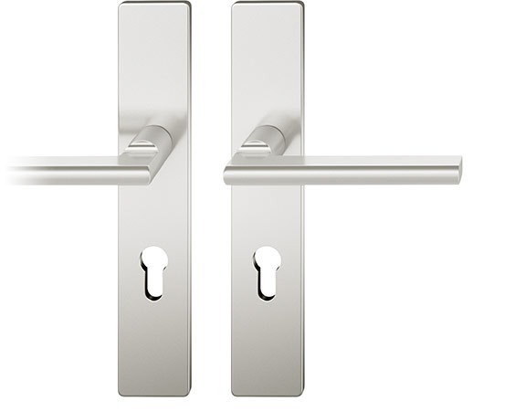 FSB Drückergarnitur mit Langschild 12 1035, VK 8,5, eckig, mit Nocken, Aluminium