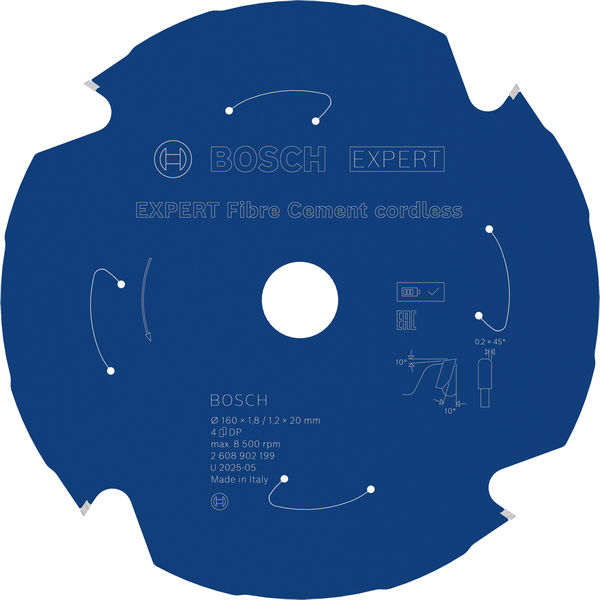 Bosch, Exakt, Faserzement, kabellos, Scheibe, Rundsäge, Sägeblatt, Made in Italy