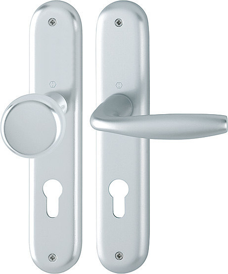 HOPPE Wechselgarnitur New York mit Langschild 53/273P/1810, Aluminium