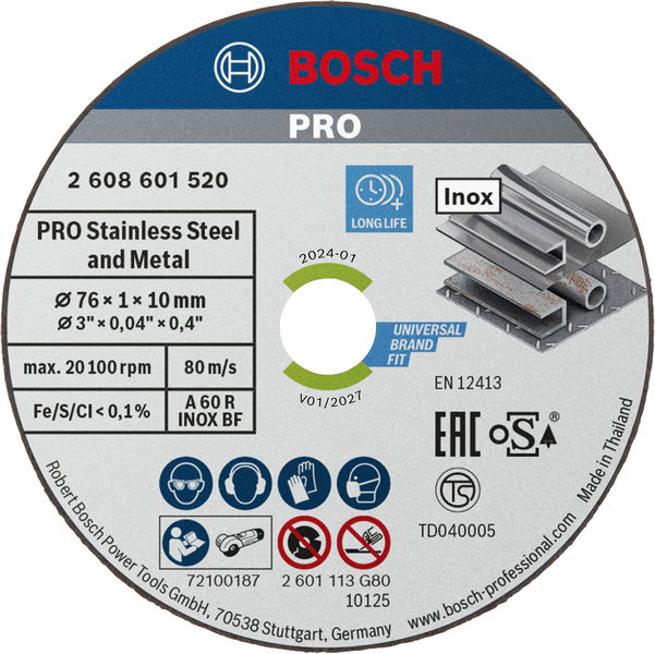Bosch PRO Stainless Steel and Metal Trennscheibe, 76 x 1 x 10 mm