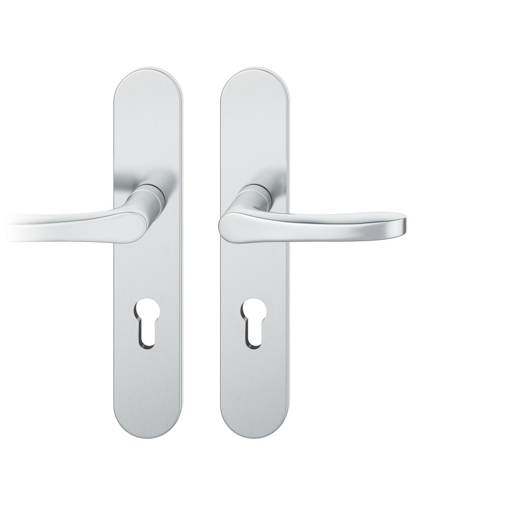 FSB Drückergarnitur mit Langschild 72 1106, oval, AGL3, Edelstahl