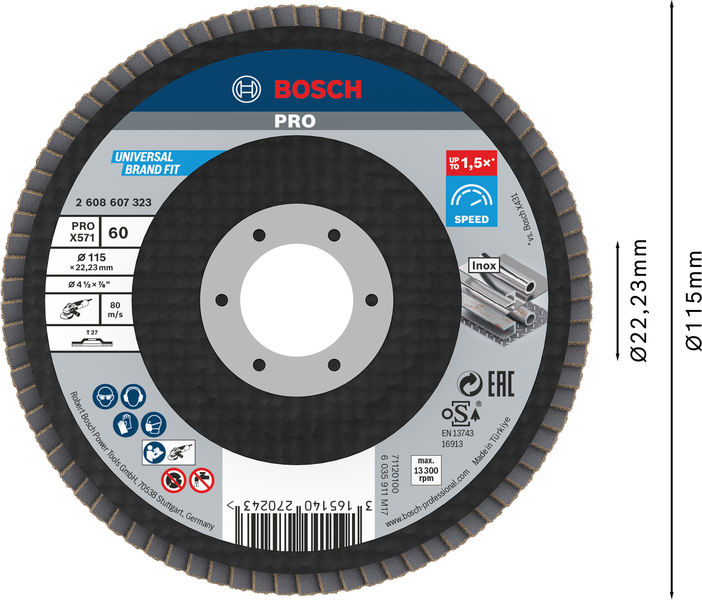 Bosch PRO X571 Fächerschleifscheibe, 125&nbsp;mm, G60