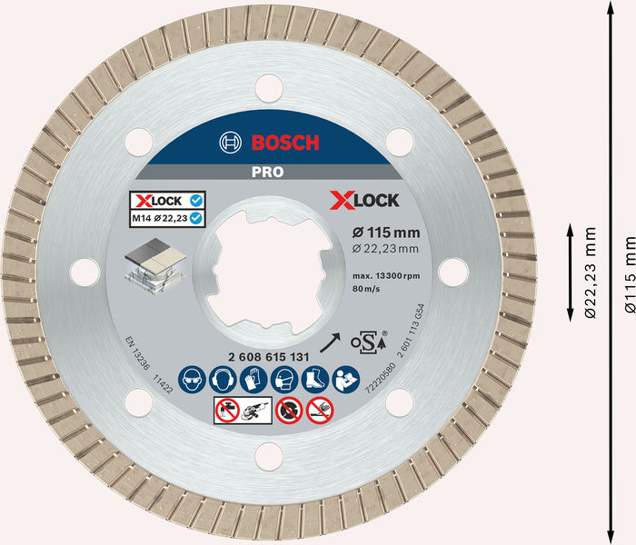 Bosch PRO Ceramic X-Lock Diamanttrennscheibe, 115 x 22,23 mm, 22,23 mm