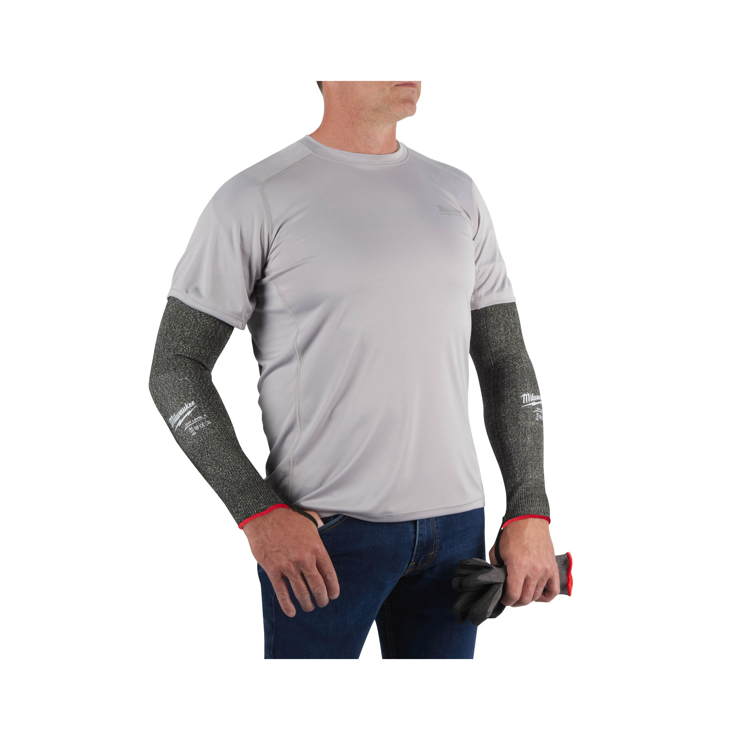 Laufshirt, Langarmarmstulpen, Sportshirt, Graues Shirt, Athletic Unterarmstulpen