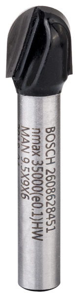 Bosch Hohlkehlfräser, 6 mm, R1 4,7 mm, D 9,5 mm, L 9,2 mm, G 40 mm