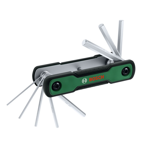 Produktbild Lieferumfang, Schraubenschlüssel-Set, Inbus-Schlüssel, Vielwerkzeug, Kombination, BOSCH-Design