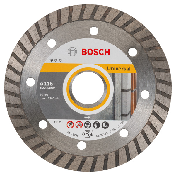 Bosch Diamanttrennscheibe Standard for Universal Turbo, 115x22,23x2x10 mm, 10er-Pack