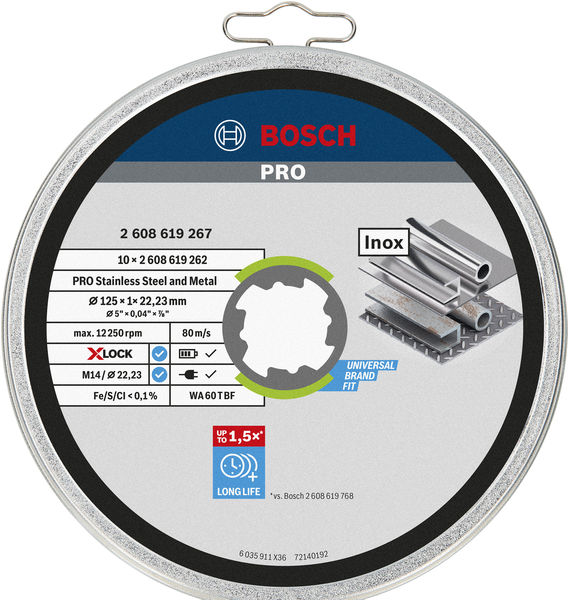 Bosch PRO Stainless Steel and Metal X-Lock Trennscheibe, 125 x 1 x 22,23 mm