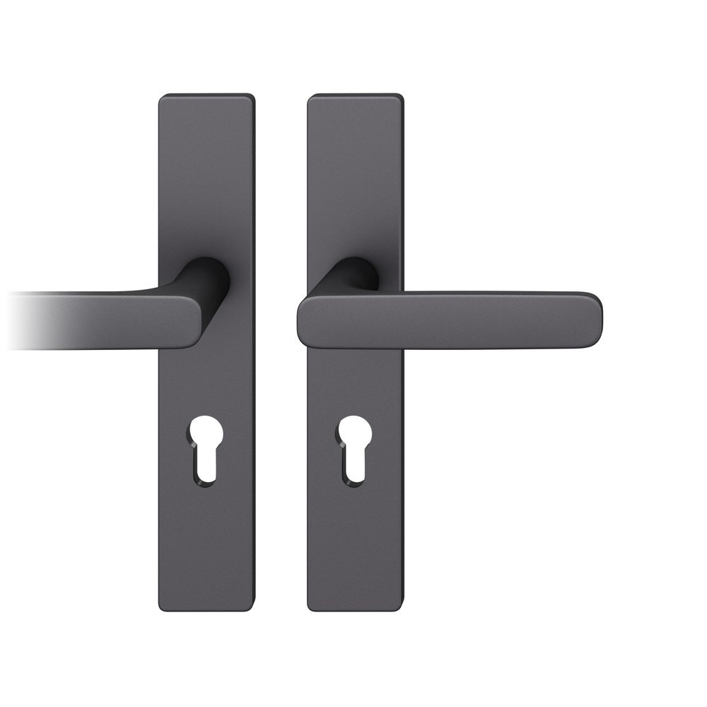 FSB Drückergarnitur mit Langschild 72 1289, eckig, Aluminium