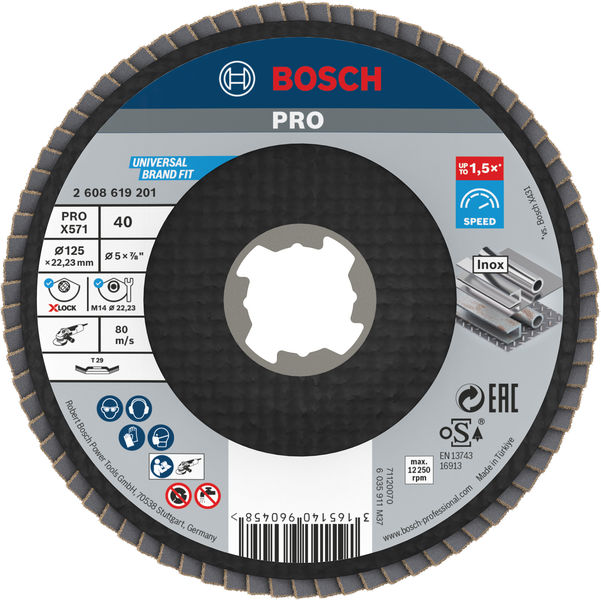 Bosch PRO X571 X-Lock Fächerschleifscheibe, 125 mm