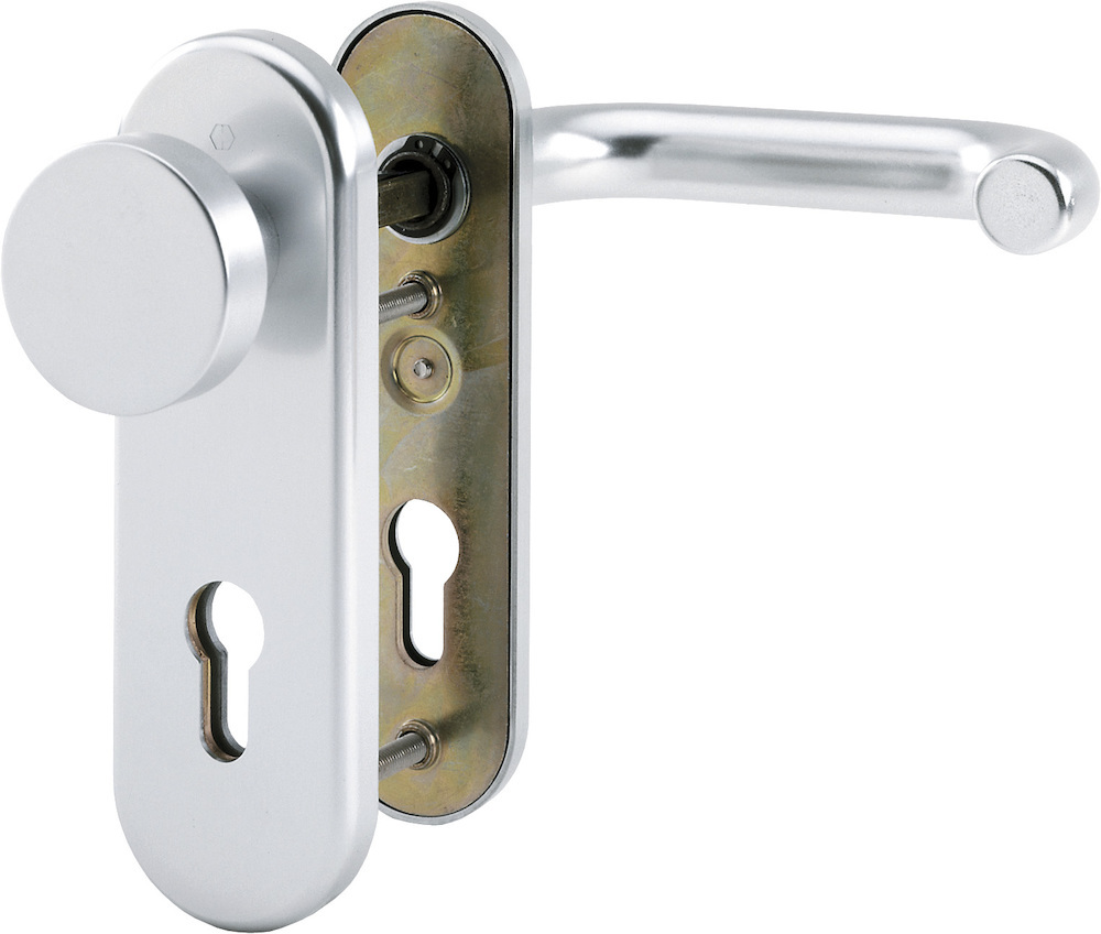 HOPPE FH-Schutz-Wechselgarnitur mit Kurzschild Paris FS-58/3331K/353K-1/138F, Aluminium