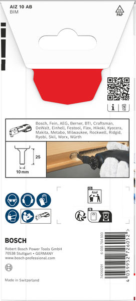 Produktbild Verpackung, Winkelspitze, Sägeblatt, Schleifenband, Schleifpapier, Bosch-Adapter