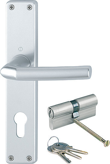 HOPPE Drückergarnitur Birmingham mit Langschild 1117/202SP/KK, Aluminium