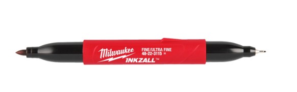 Präzisionsstift, Tintenstift, roter Dual-Tip, Milwaukee Werkzeug, feiner Strich