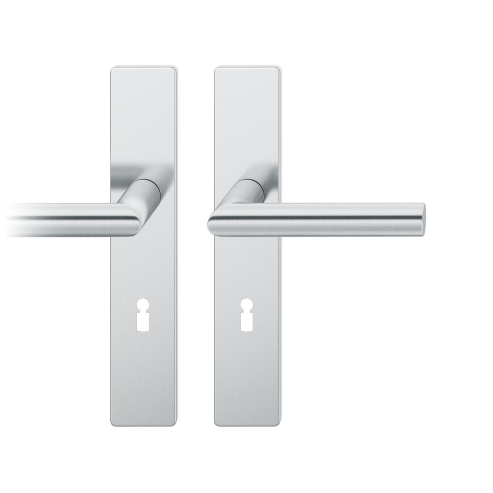 FSB Drückergarnitur mit Langschild 12 1076, VK 8, eckig, mit Nocken, Edelstahl