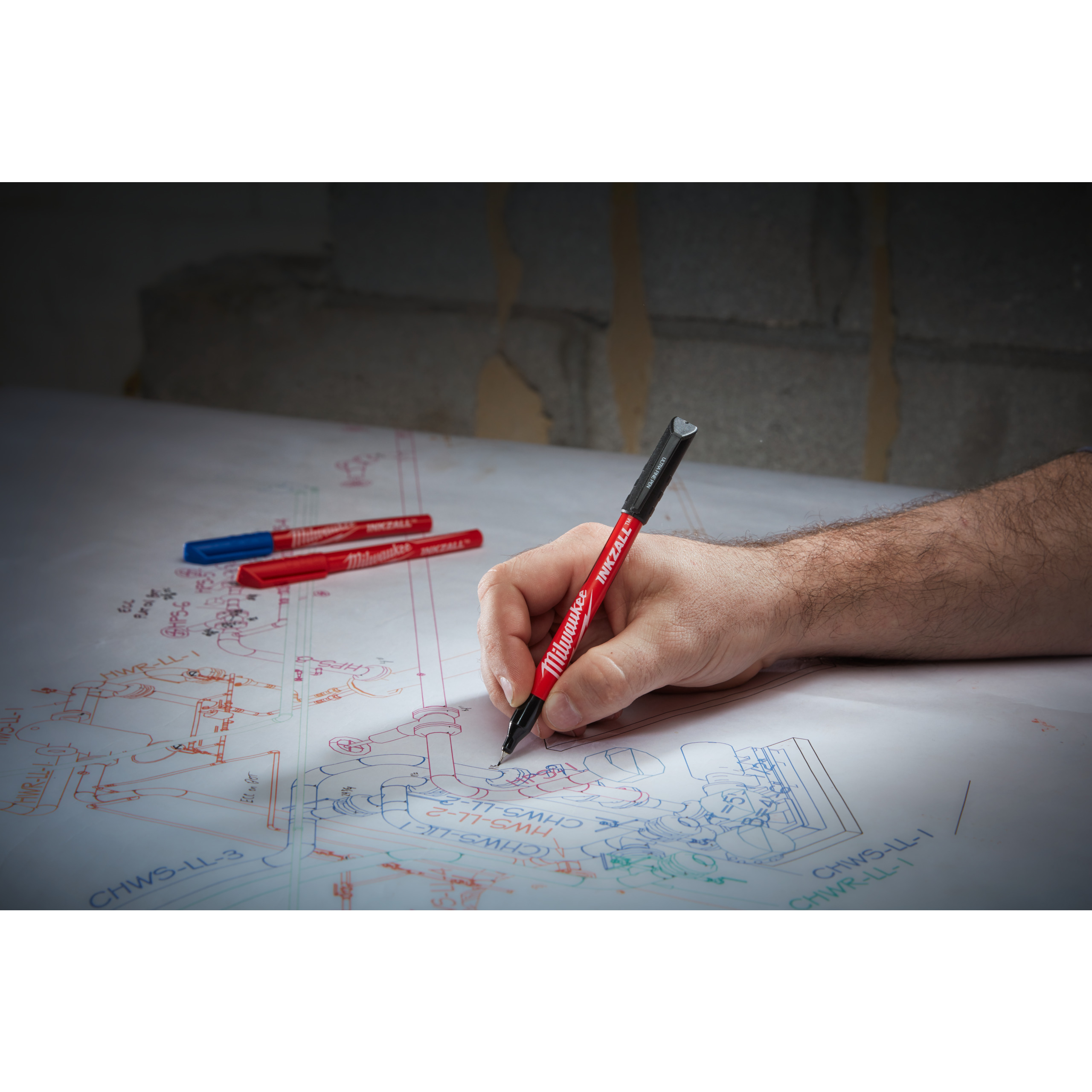 Milwaukee Fineliner 2x schwarz, rot, blau INKZALL