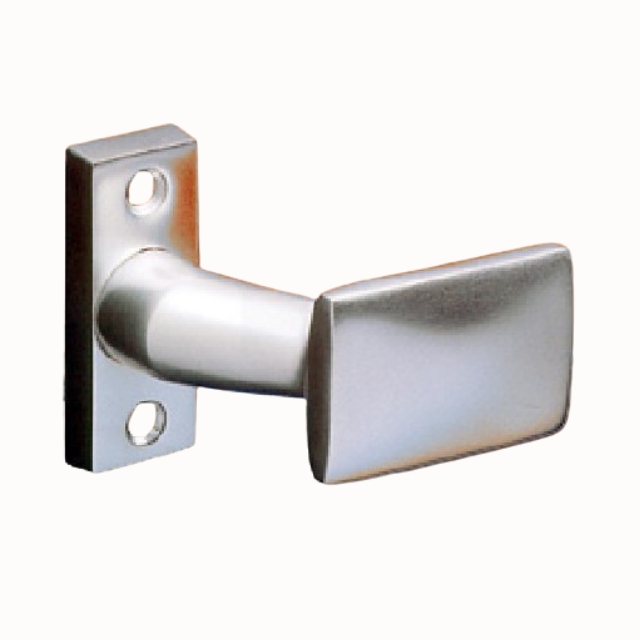 OGRO Türknopf PB3021, 8 mm Vierkant, gekröpft, auf eckiger Rosette, Verschraubung sichtbar, festdrehbar - Aluminium F7