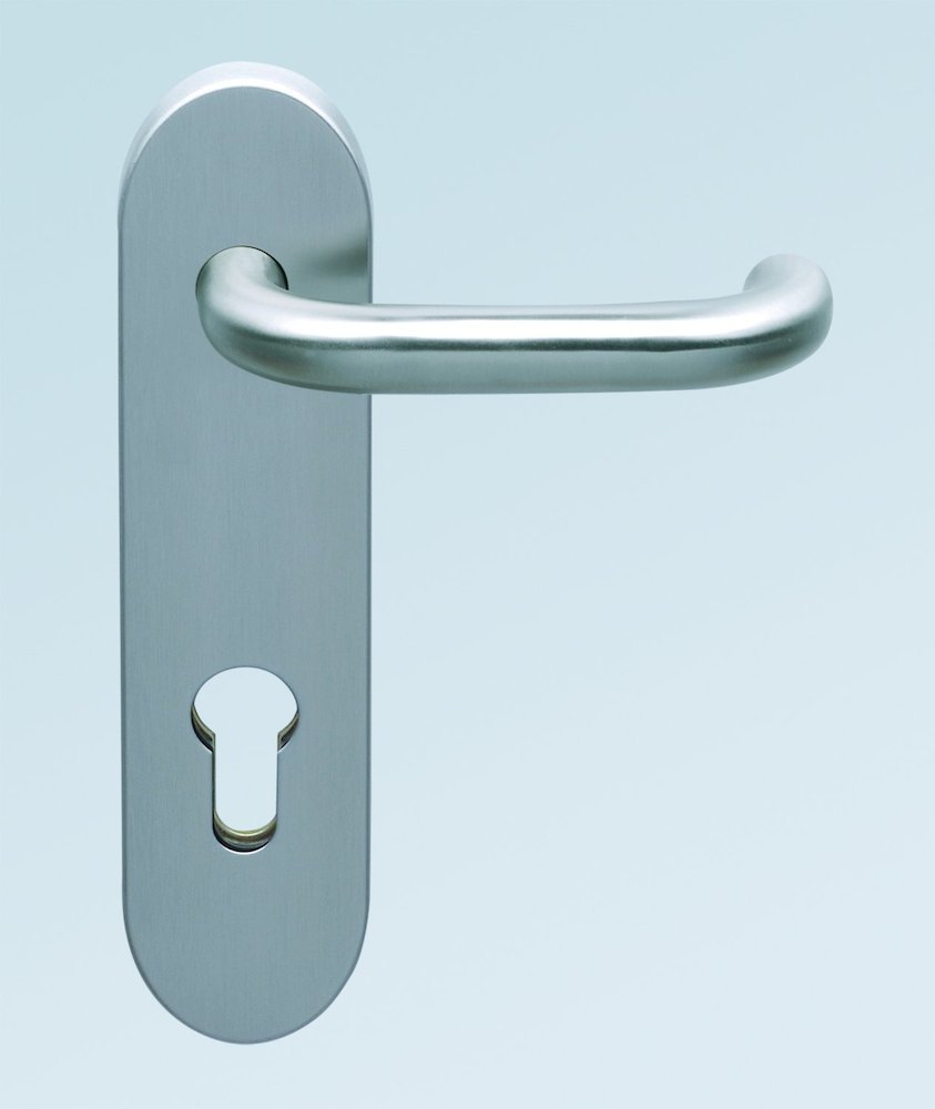 HELO Drückergarnitur mit Kurzschild EST.ZG FW 41, VK 9, Edelstahl