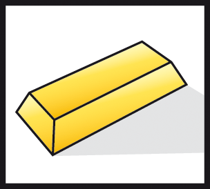 Symbolmaterial, butter, gold bar, gold bullion, ingot, metal bar