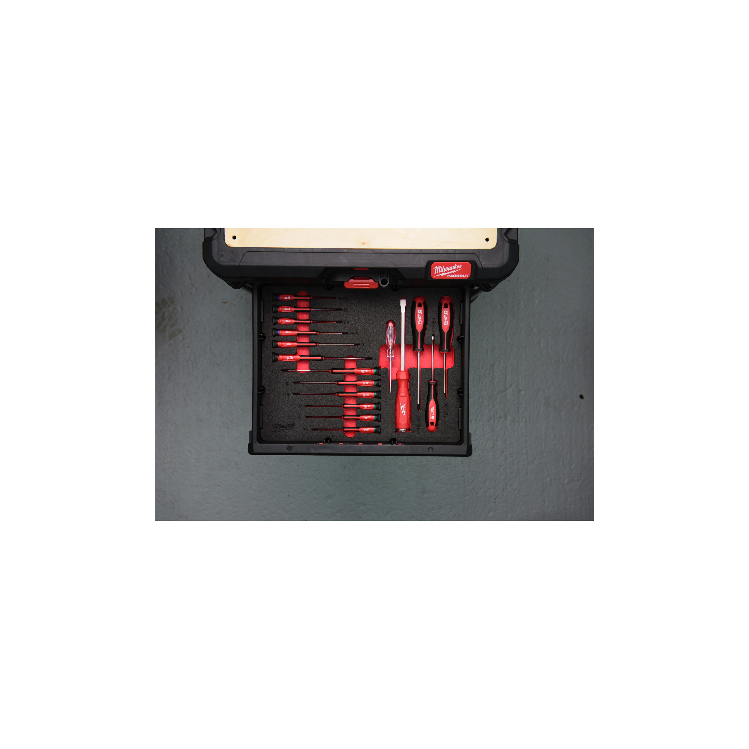 Milwaukee Schaumstoffeinlage 17-teilige Einlage für PACKOUT Koffer mit Schubladen Feinschraubendreher