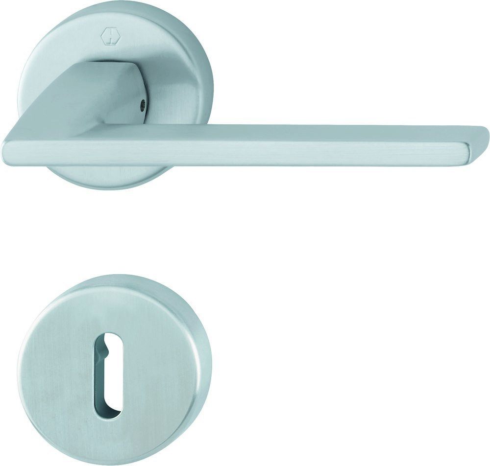 Türdriegel, Türgriff, Rundrosetten-Knopf, Satinnickel, Schlossrosette