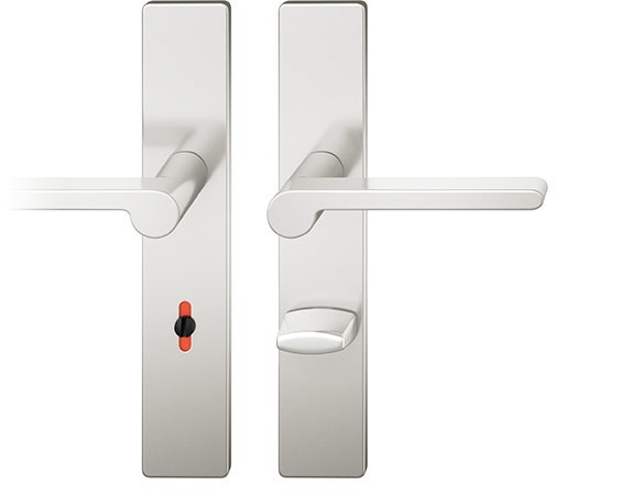 FSB Drückergarnitur mit Langschild 12 1021, VK 8, eckig, mit Nocken, Aluminium