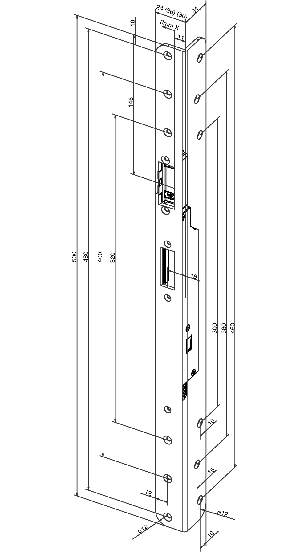 Fluchttüröffner effeff mit Winkelschließblech MEDIATOR 65