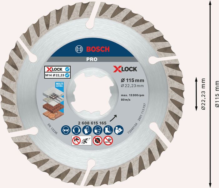 Bosch PRO Multi Material X-Lock Diamanttrennscheibe, 115 x 22,23 mm, 22,23 mm