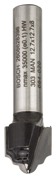 Bosch Kantenform-Hohlkehlfräser, 8 mm, R1 2,4 mm, D 12,7 mm, L 12,4 mm, G 46 mm