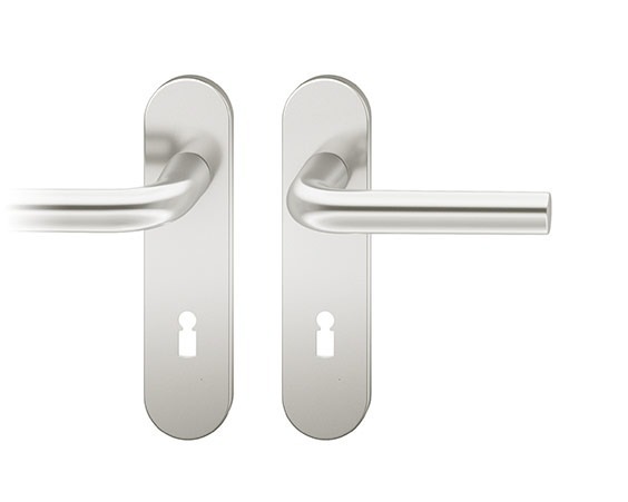 FSB Drückergarnitur mit Kurzschild 12 1075, VK 8, oval, mit Nocken, Edelstahl