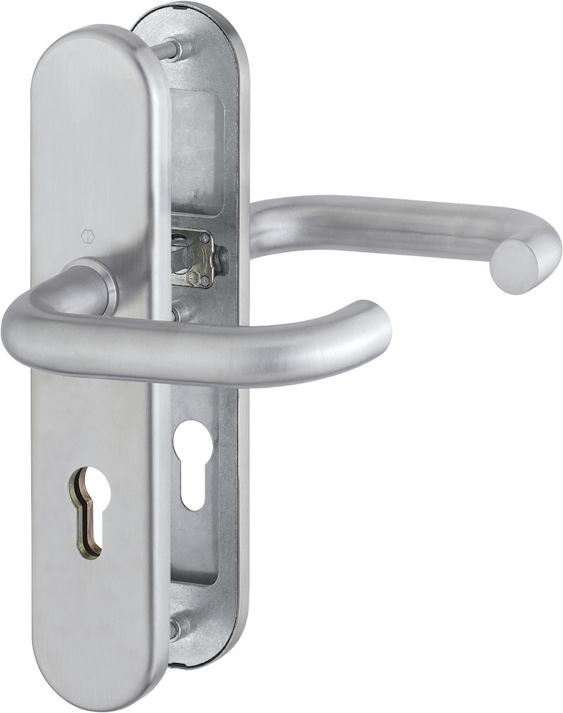 HOPPE Schutz-Drückergarnitur mit Langschild Paris E138Z/3331/3310, 8/72 mm, ES 1 (SK2), Edelstahl