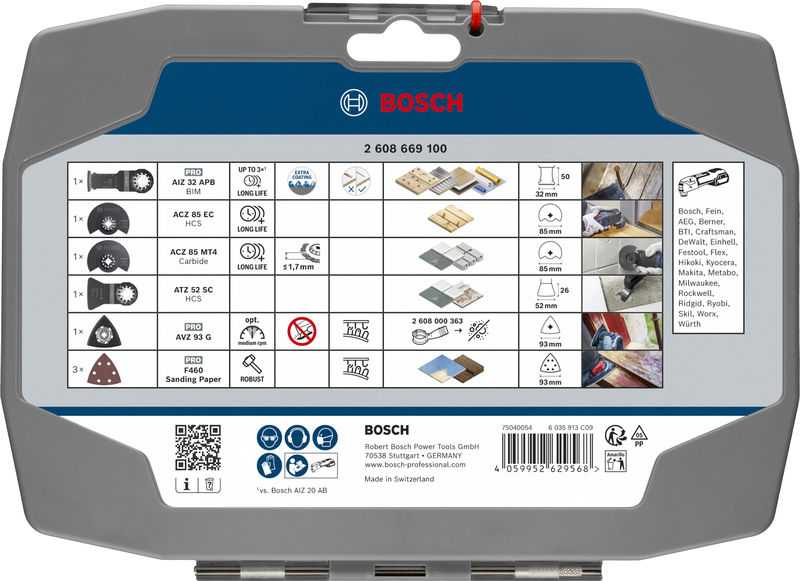 Produktbild Verpackung, Schleifpapier, Schleifscheiben, Werkzeugkasten, Koffer, Bosch