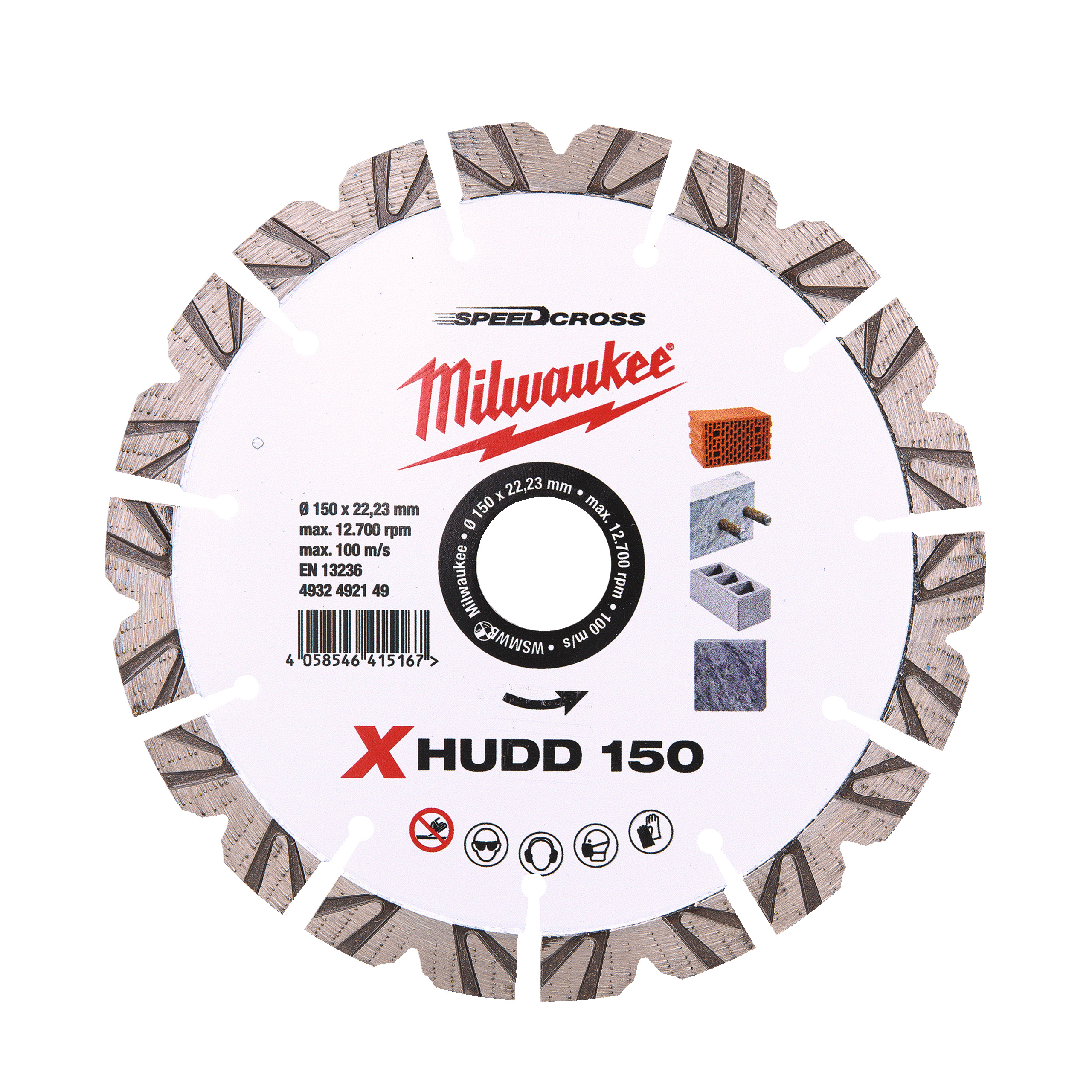 Milwaukee Diamanttrennscheibe für harte Materialien Speedcross XHUDD 150 mm