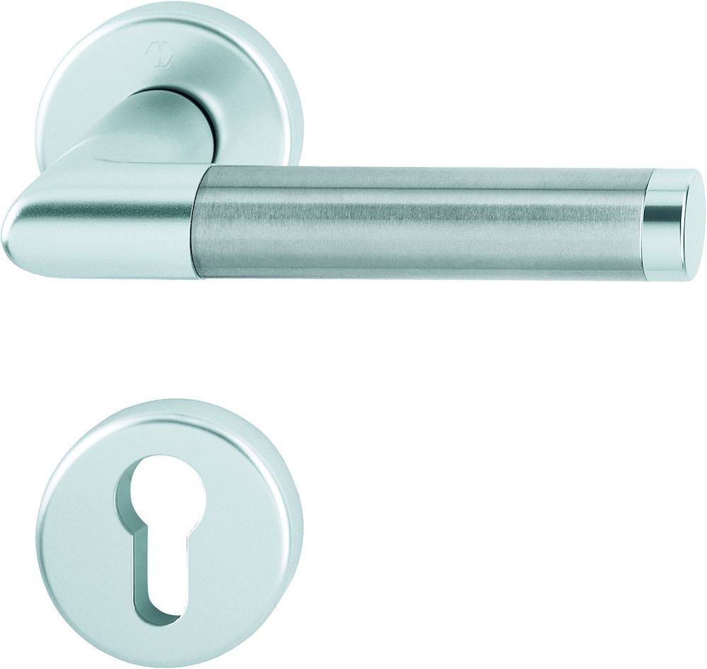 HOPPE Drückergarnitur Amsterdam mit Rosetten 1400/42KV/42KVS, Materialkombination