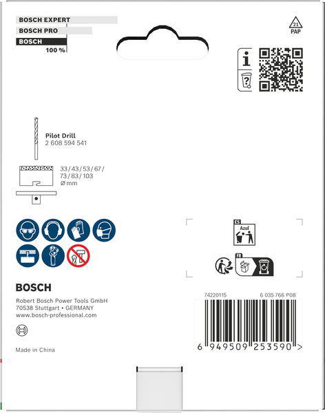 Produktbild Verpackung, Bohrer, Bohrwerkzeug, Werkzeugzubehör, Herkunft China, Barcode