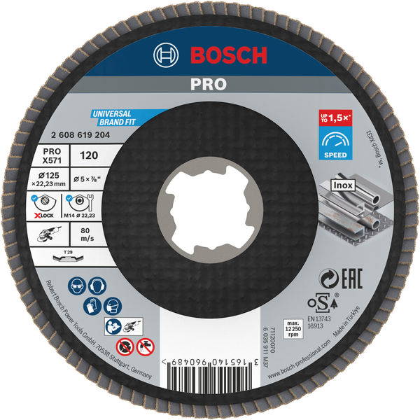 Bosch PRO X571 X-Lock Fächerschleifscheibe, 125&nbsp;mm, G120