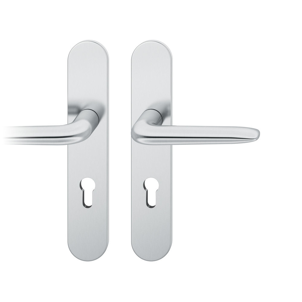 FSB Drückergarnitur mit Langschild 12 1292, VK 8, oval, mit Nocken, ZT, Edelstahl