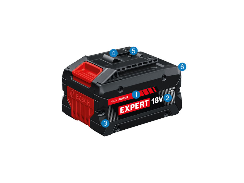 Spinnendiagramm, 18V, Li-ion, Batterie, Akku, Expert 18V Batterie