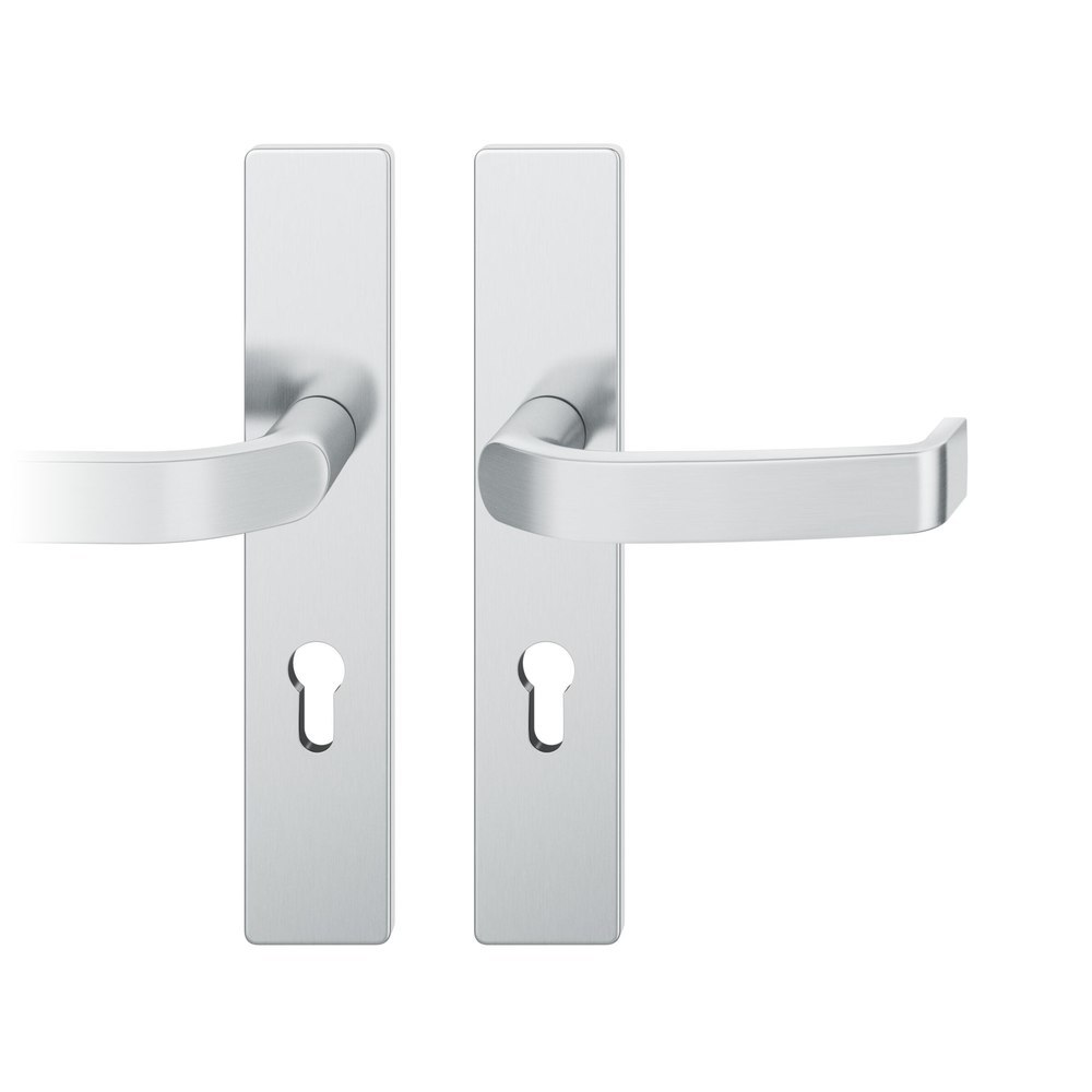 FSB FH Drückergarnitur mit Langschild 79 1272, eckig, Edelstahl