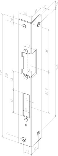 Winkelschließblech effeff für Türöffner 080, Stahl
