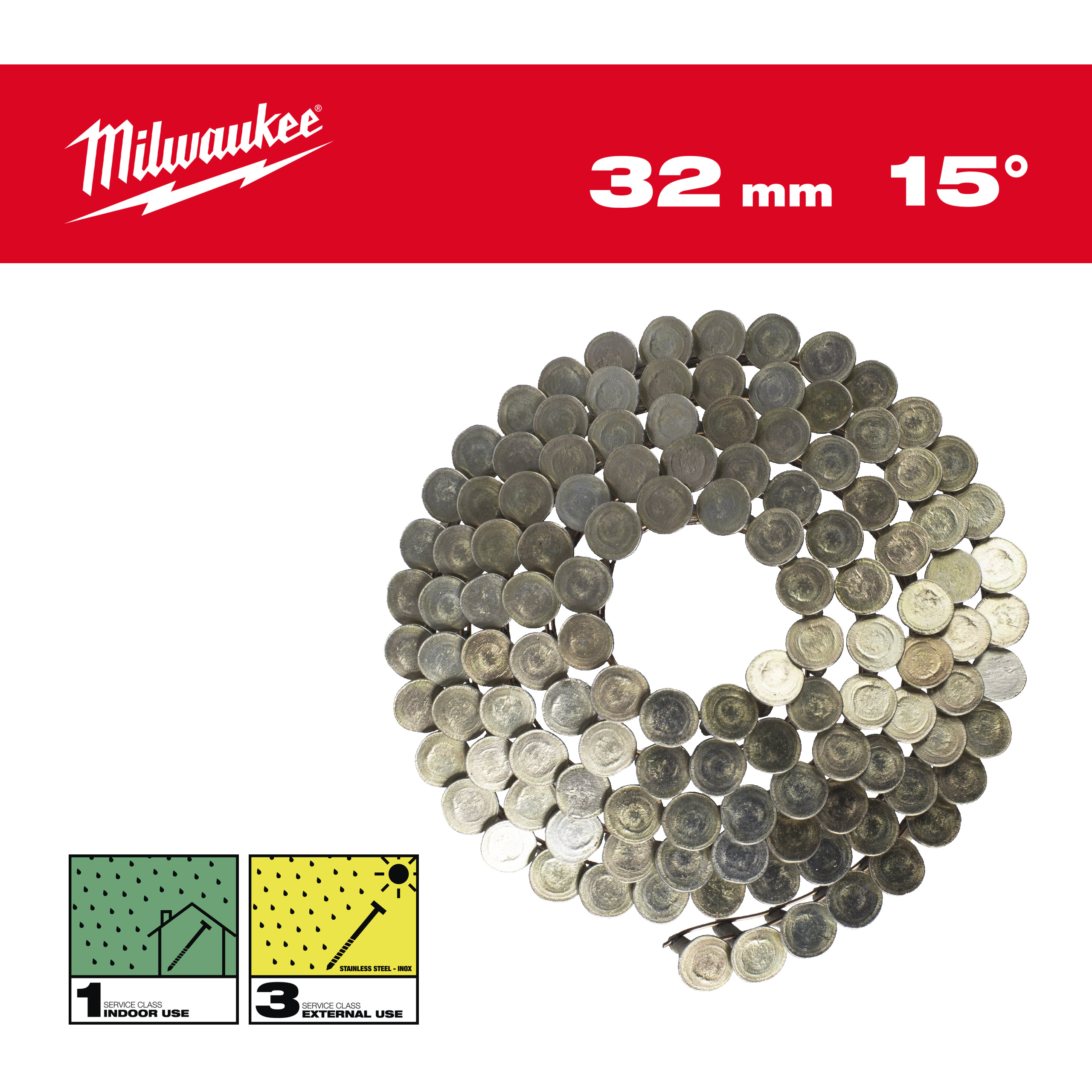 Milwaukee Coilnägel 3,05 x 32 mm Ringschaft verzinkt, 15° für M18FRCN45