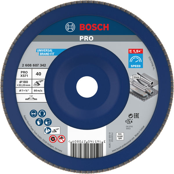 Bosch PRO X571 Fächerschleifscheibe, 180 mm